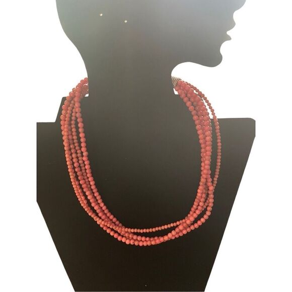 Carolyn Pollack Essentials Sterling Silver 5 Strand Dolomite Bead Necklace New - Picture 2 of 3